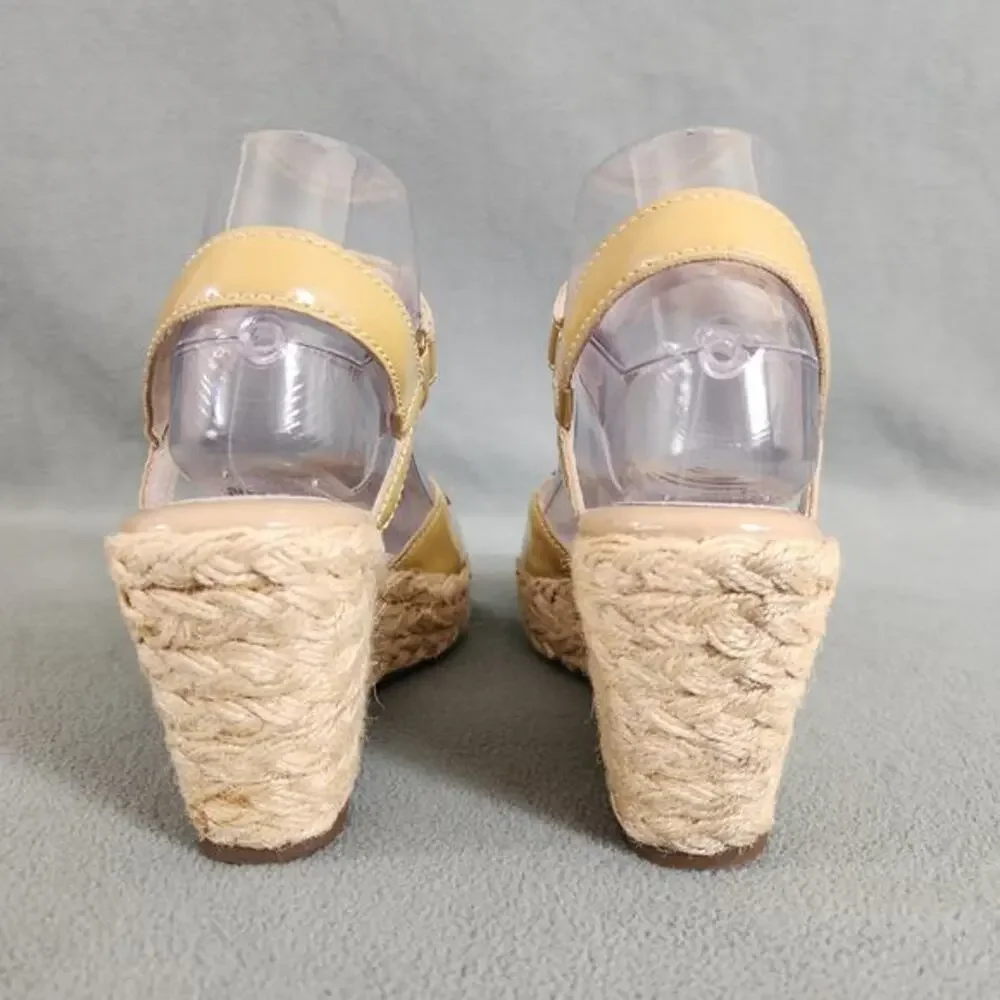 SOFTWALK Women's‎ Patent Leather Espadrille Wedges Size 7M Comfort Shoes Tan